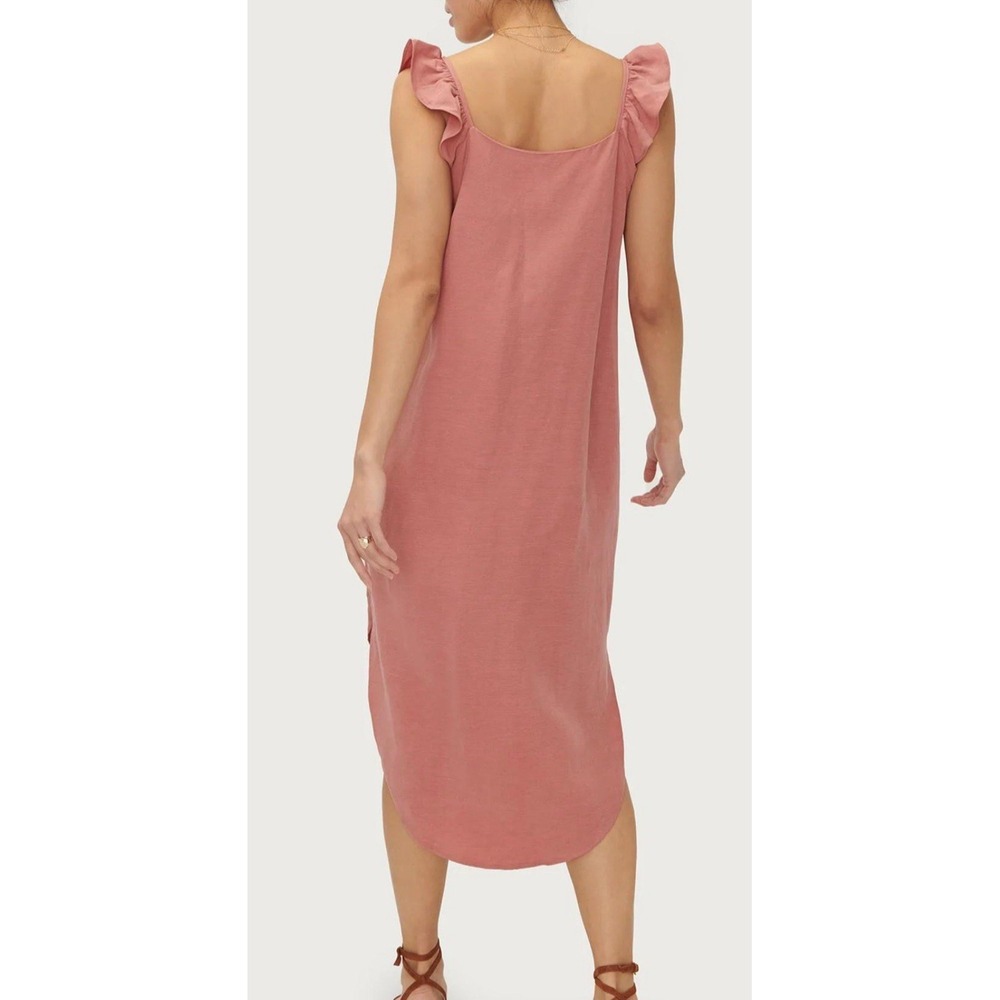 Hatch Dusty Rose Ruffle-Shoulder Midi Dress - Picture 2 of 11